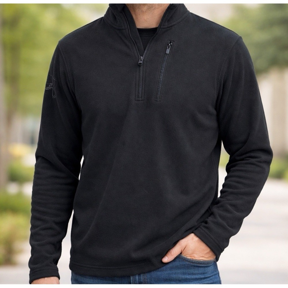 Under Armour  Fleece Jacket Men Medium  1/4 Zip Gray/Blue Stretch Long Sleeve